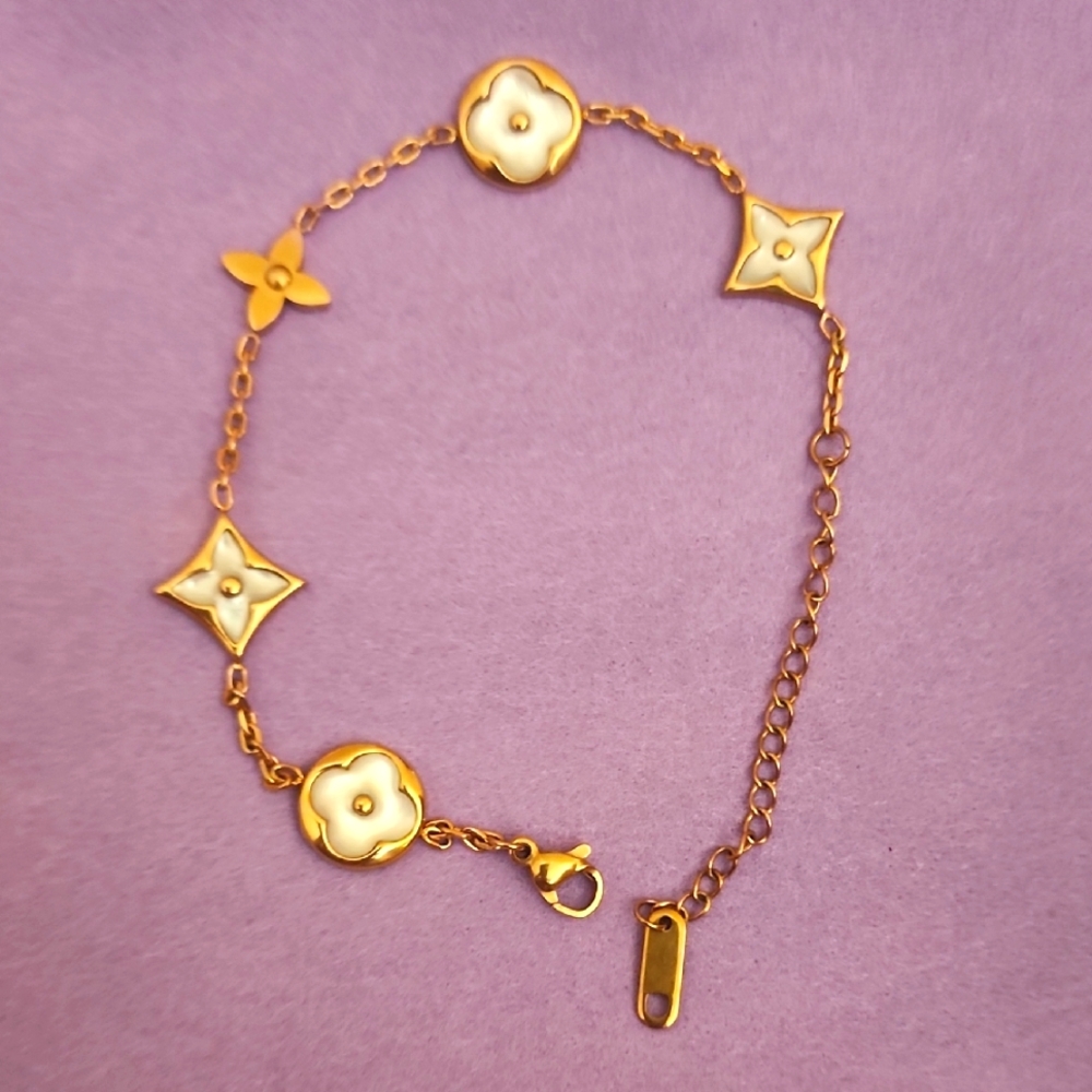 Gold and Pearl Tone Bracelet
